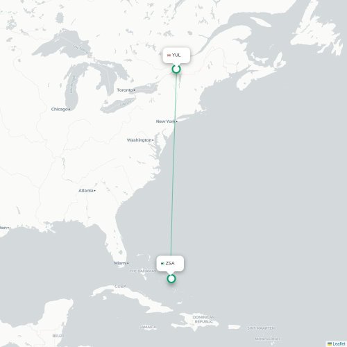 Mapa lotu bezpośredniego Montreal – Cockburn Town