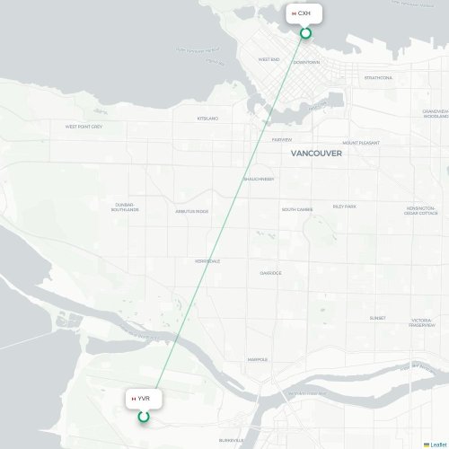 Mapa de vuelo directo Vancouver - Vancouver
