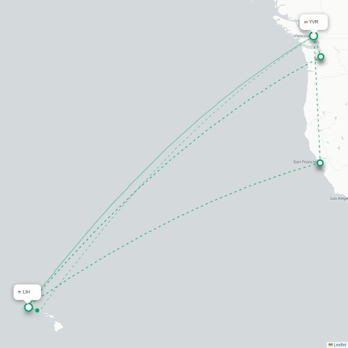 Mapa lotu bezpośredniego Vancouver – Lihue