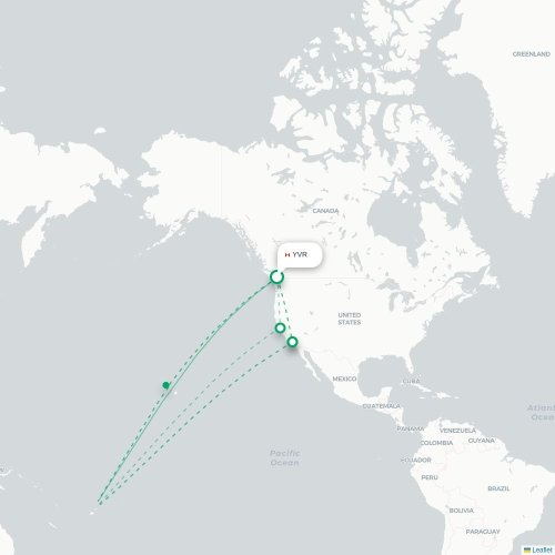Mapa lotu bezpośredniego Vancouver – Nadi