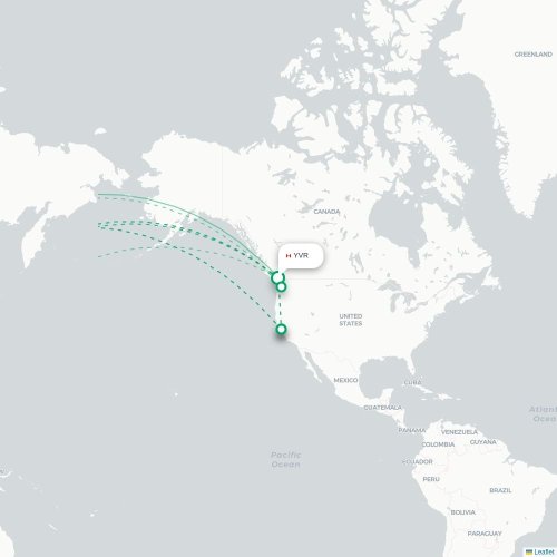 Vancouver - Peking karta över direktflyg