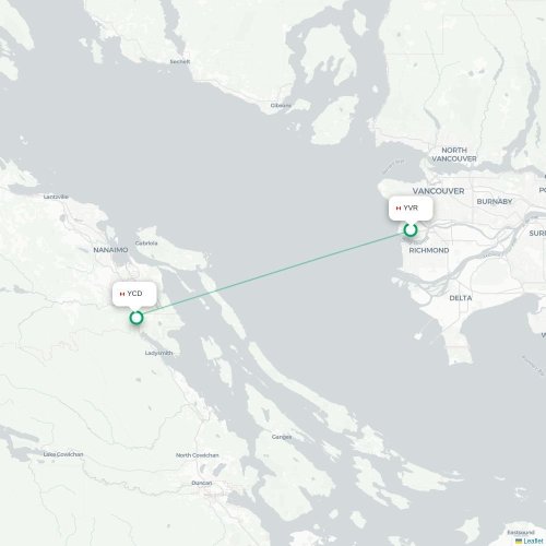 Mapa de vuelo directo Vancouver - Nanaimo