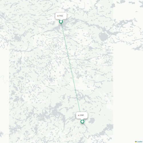 Mapa lotu bezpośredniego Deer Lake – Poplar Hill