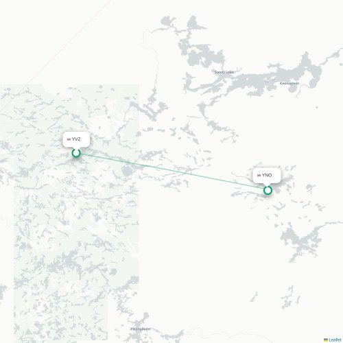 Mapa de vuelo directo Deer Lake - North Spirit Lake