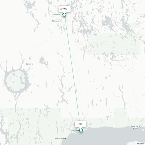 Mapa de vuelo directo Wabush - Sept-Îles