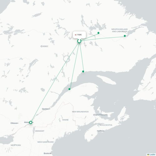 Mapa de vuelo directo Wabush - Mont-Joli