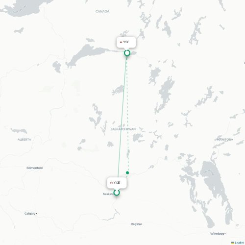 Mapa de vuelo directo Saskatoon - Stony Rapids