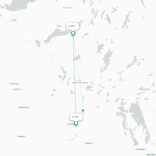 Mapa de vuelo directo Saskatoon - Fond Du Lac