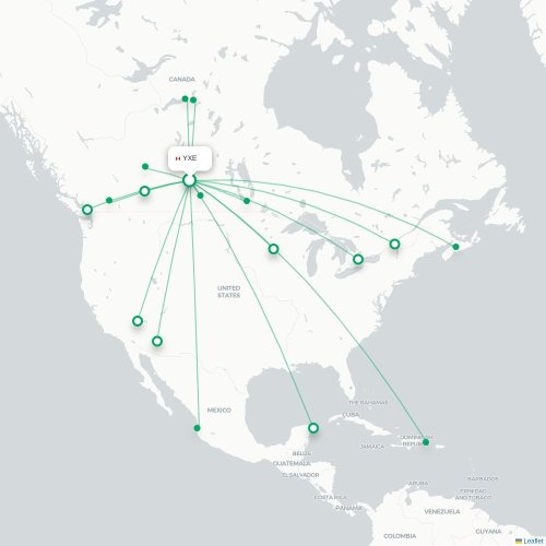 Route map Saskatoon  YXE 