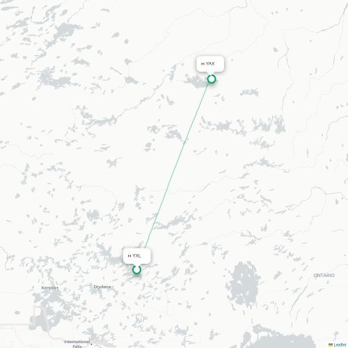 Mapa lotu bezpośredniego Sioux Lookout – Angling Lake