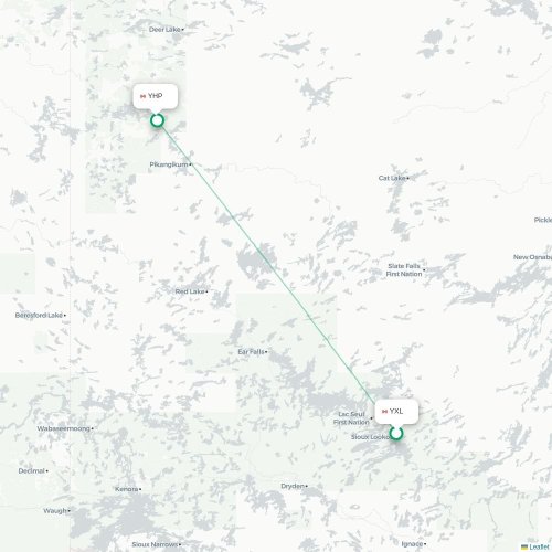 Mapa de vuelo directo Sioux Lookout - Poplar Hill
