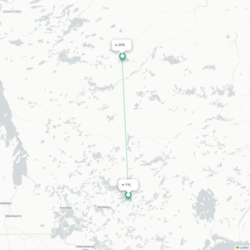 Mapa lotu bezpośredniego Sioux Lookout – Sachigo Lake