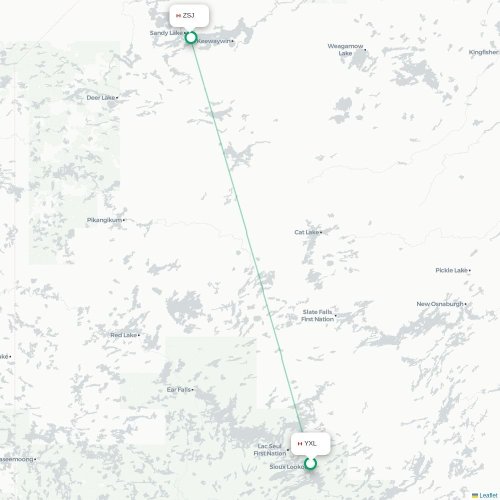 Mapa lotu bezpośredniego Sioux Lookout – Sandy Lake