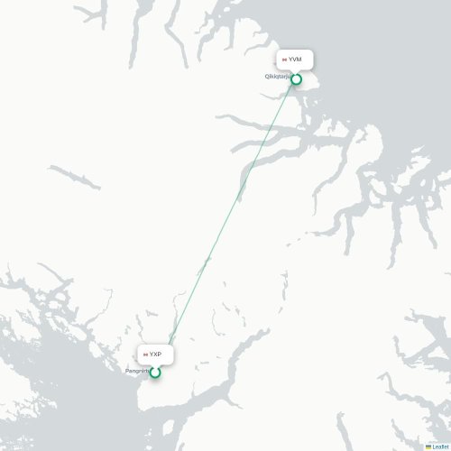 Mapa de vuelo directo Pangnirtung - Qikiqtarjuaq