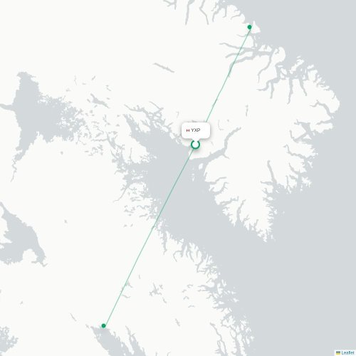 Mapa de vuelo directo Pangnirtung - Iqaluit