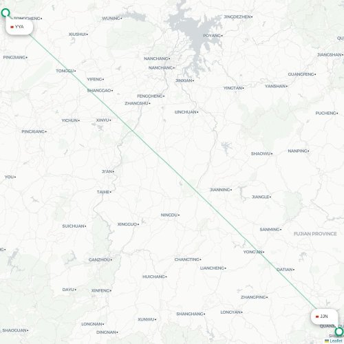 Mapa lotu bezpośredniego Yueyang – Quanzhou