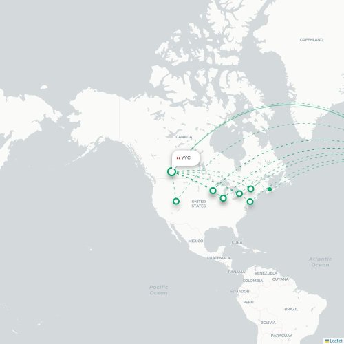 Calgary - Amsterdam kaart van rechtstreekse vlucht