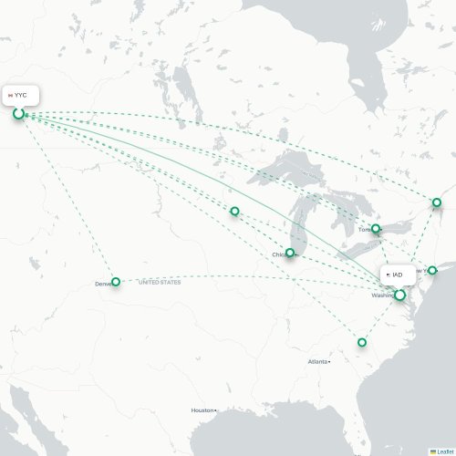 Mapa lotu bezpośredniego Calgary – Waszyngton