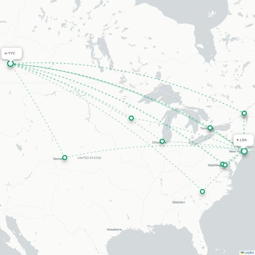 Calgary - New York kaart van rechtstreekse vlucht