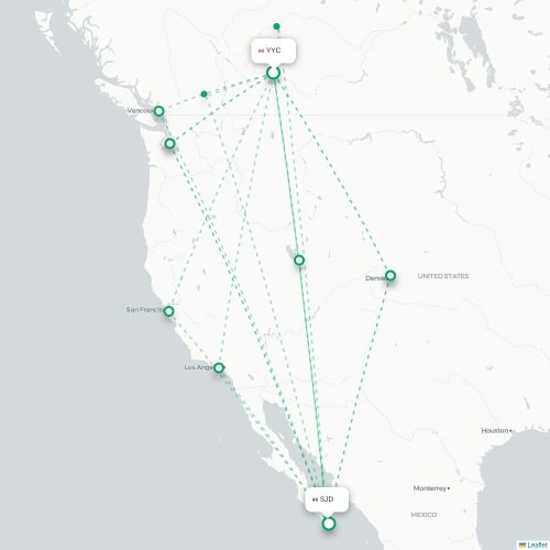 Calgary - San Jose del Cabo kaart van rechtstreekse vlucht