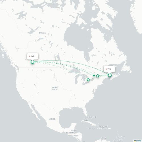 Calgary - Fredericton kaart van rechtstreekse vlucht