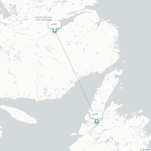 Mapa de vuelo directo Happy Valley-Goose Bay - Deer Lake