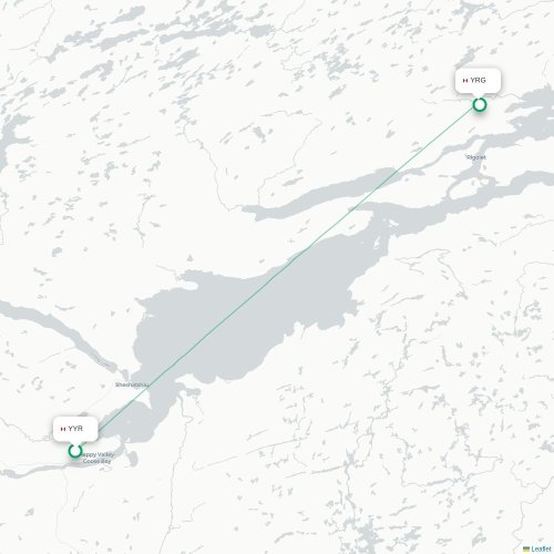 Mapa de vuelo directo Happy Valley-Goose Bay - Rigolet