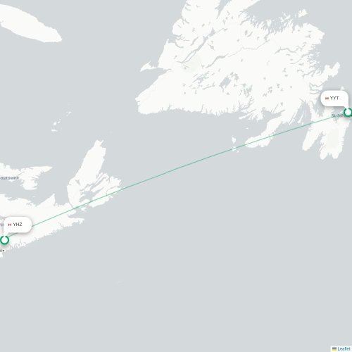 Mapa de vuelo directo San Juan de Terranova - Halifax