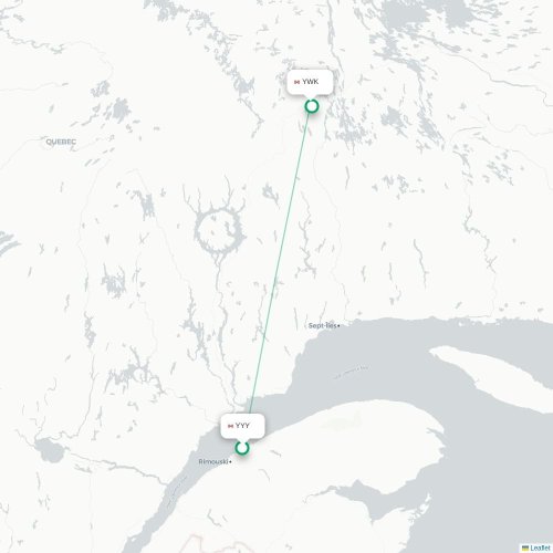 Mapa lotu bezpośredniego Mont-Joli – Wabush