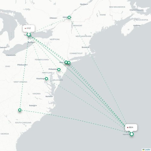 Mapa lotu bezpośredniego Toronto – Hamilton