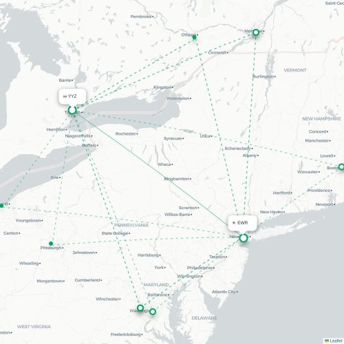 Toronto - Newark carte du vol direct