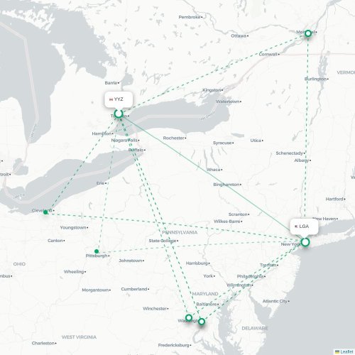 Toronto - New York carte du vol direct