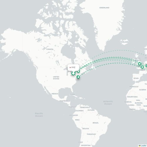 Mapa lotu bezpośredniego Toronto – Tel Awiw
