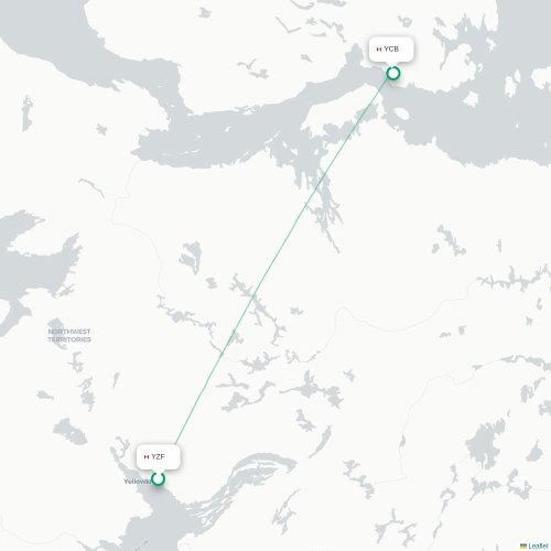 Yellowknife - Cambridge Bay kaart van rechtstreekse vlucht