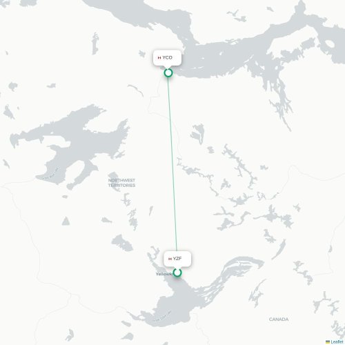 Yellowknife - Kugluktuk kaart van rechtstreekse vlucht