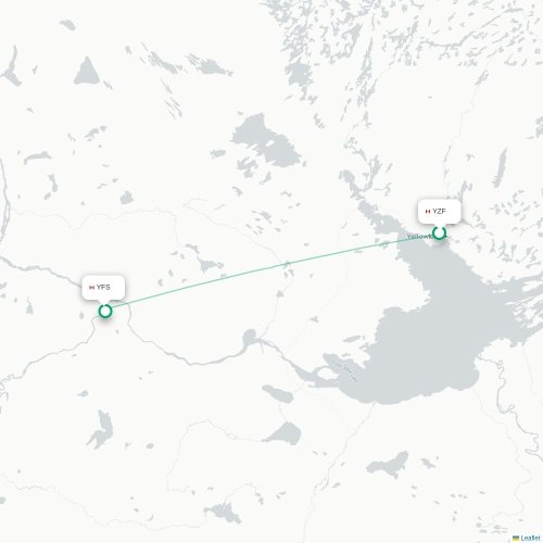 Yellowknife - Fort Simpson kaart van rechtstreekse vlucht