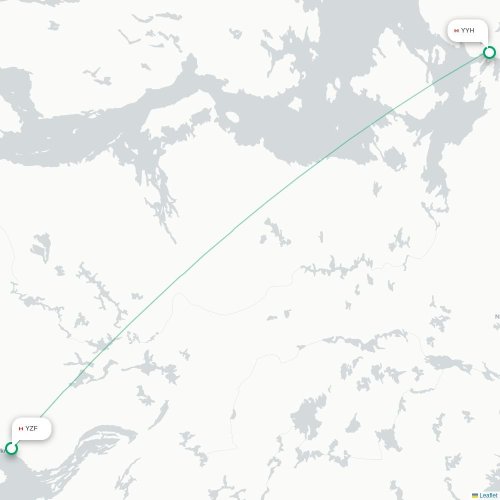 Yellowknife - Taloyoak kaart van rechtstreekse vlucht
