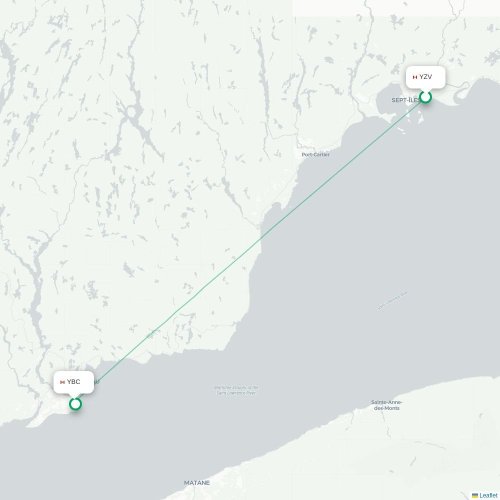 Mapa de vuelo directo Sept-Îles - Baie-Comeau