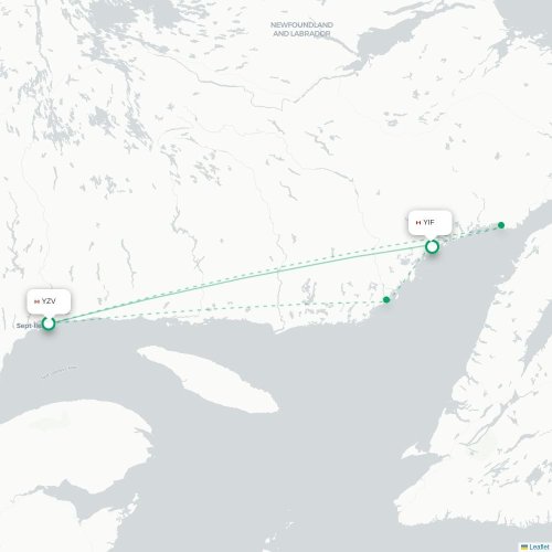 Mapa de vuelo directo Sept-Îles - Pakuashipi
