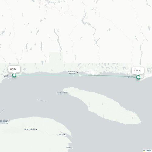 Mapa de vuelo directo Sept-Îles - Natashquan
