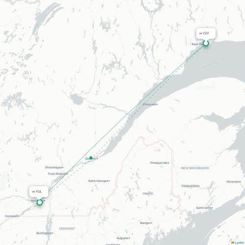 Mapa de vuelo directo Sept-Îles - Montreal