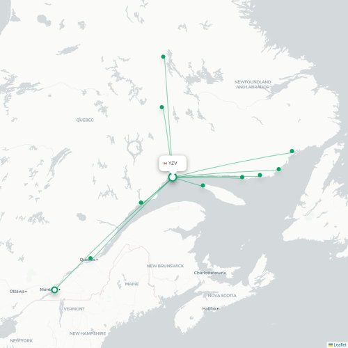 YZV routes and destination map