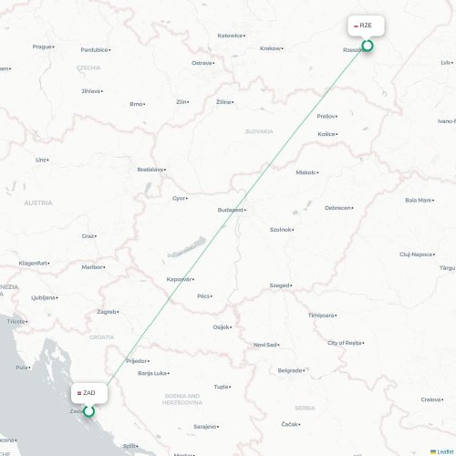 Zadar - Rzeszow kort over direkte fly
