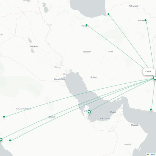Mapa lotu bezpośredniego Zahedan – Kweta