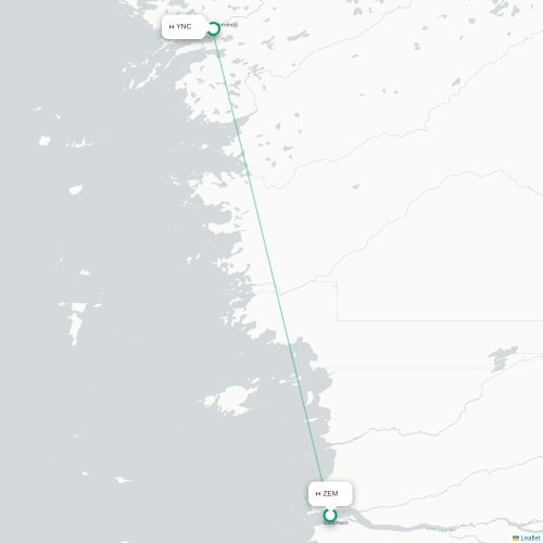 Mapa de vuelo directo Eastmain - Wemindji