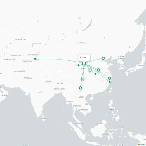 Mapa lotu bezpośredniego Zhongwei – Urumczi