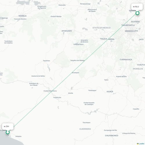 Mapa lotu bezpośredniego Ixtapa – Meksyk
