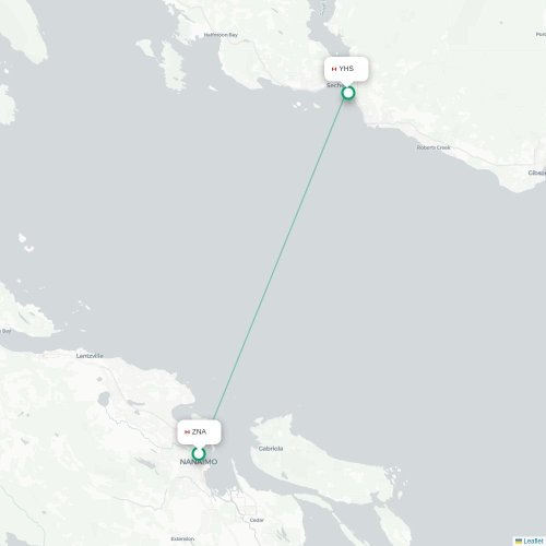 Mapa de vuelo directo Nanaimo - Sechelt