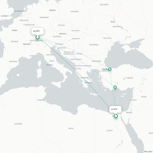 Mapa de vuelo directo Zúrich - Guiza