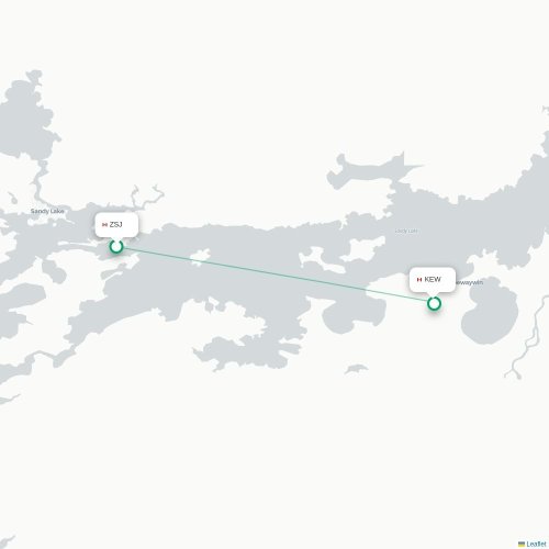 Mapa lotu bezpośredniego Sandy Lake – Keewaywin